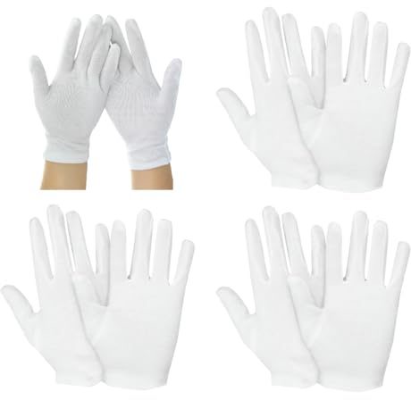 JTKREW 3 Paires de Gants de Coton Blanc,Doux,élastiques,de Protection travaillant Gant,pour l'inspection des Bijoux,la Protection et la décoration (Taille L)