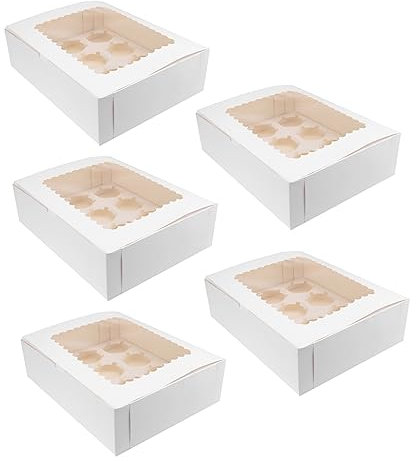 Zerodeko 5er-box Babyflaschenbürste Muffin Kuchen Papier Box Cupcake-halterständer Kuchenschachteln Cupcake-trägerbehälter Kuchen Behälter Weiß Pappbecher Untere Halterung