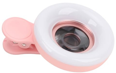 Objectif Macro à Clip Portable avec 3 Lumières de Couleur pour la Photographie Détaillée du Nail Art (PINK)