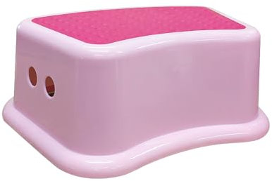 ANSIO Step Stool For Toilet with Non-Slip Surface, One Step Potty Step Stool for Toddlers For Bathroom And Sink, Plastic Kitchen for kids (Pink)