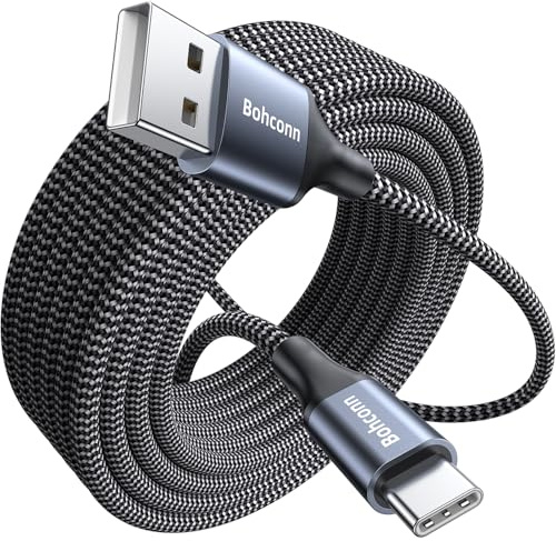 Bohconn USB C Kable 10M, Extra Lang USB C Ladekabel Nylon PS5 Controller Ladekabel USB Typ C Kable für Samsung Galaxy S22/S21/S20,Note 10 9 8,PS5,LG V30 V20 G6 G5,Moto,Huawei P30 Mate30,Sony Xperia XZ