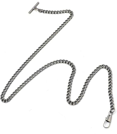 Jwthee Taschenuhrenkette aus Edelstahl, Uhrenkette, T-Steg, Vintage-Taschenuhr mit Kette, Taschenuhrenketten für Herren, Uhrenkette, Gliederarmband, 65 cm