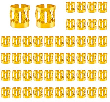 Desenda 50 PCS Aluminum Dread Locks Adjustable Hair Jewelry Gold Dreadlock Accessories Hair Charms for Braids Women Hair Clips (Gold)