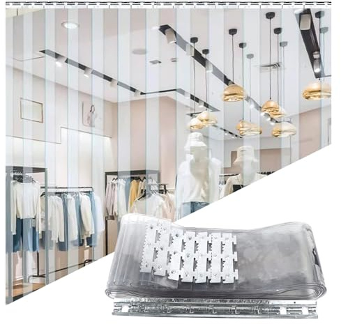 SYFXZZDS PVC Streifenvorhang Lamellen für Industriell Garage Geschäft, Wasserdicht PVC Vorhang Transparent Winddicht Staubdicht PVC Lamellenvorhang Streifenvorhang(135x240cm/53.15x94.49in)