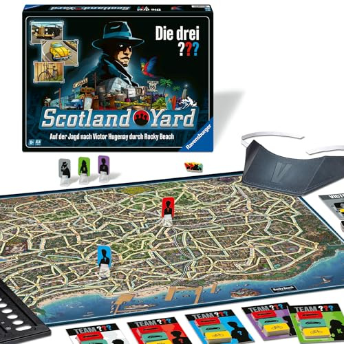Ravensburger 24741 - Die DREI ??? Scotland Yard - Der Spieleklassiker für 2-6 Personen ab 8 Jahren mit den Kult-Detektiven Justus Jonas, Peter Shaw und Bob Andrews