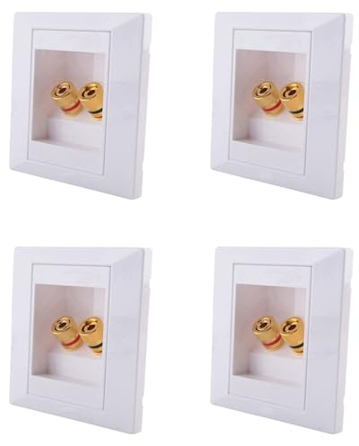 Gvvsjgdbis Lot de 4 prises murales avec haut-parleur 2 prises jack Blanc