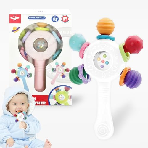 Beißspielzeug Baby ab 3 Monate,Silikon BabySpielzeug 6 Monate,Sensorik Rassel Greifball Babyspielzeug aus Silikon,Montessori Motorikspielzeug Baby Geschenk ab 0 6 9 Monate 1 jahr