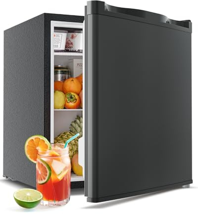 Feelfunn Small Fridge with Freezer - 1.7 Cu.Ft Single Door Mini Fridge with Adjustable Thermostat, Energy Saving, Low Noise, Small Refrigerator for Bedroom, Office, Dorm, Apartment, Classroom - Black