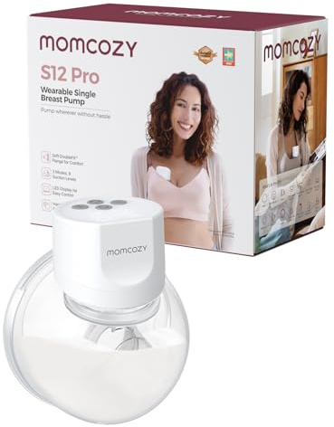 Momcozy S12 Pro Tiralatte Elettrico a Mani Libere, Indossabile e Portatile con Flangia da 24mm, 3 Modalità e 9 Livelli, Display LED Intelligente(1,Bianco)
