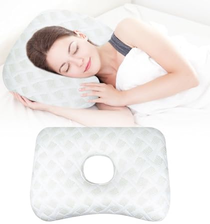SMTYEOO Ear Piercing Pillow Ear Pillow - with Hole,Earring Guard Inflammation Pressure Sores Pain Relief, Polyester &Cotton Orthopedic Support for Side Sleeper Releasing Earpain Sleeping Guard