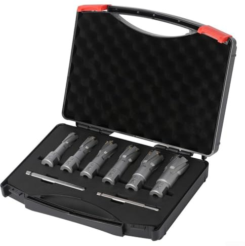 Lot de 6 forets magnétiques TCT annulaires pour perçage en fer et en acier inoxydable conçus pour une utilisation avec des perceuses magnétiques