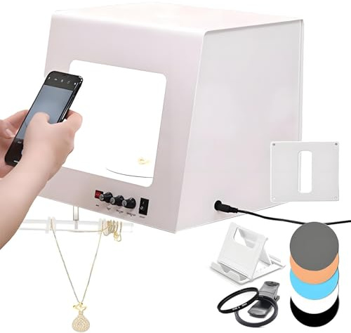 Professionellt smyckesfotolåda-kit, ljuslåda för fotostudio, softbox, dimbar roterande skivspelare för smyckesfotografering, video, 3D-skanning TB20