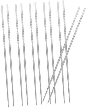 VALICLUD 6 paia Bacchette in Acciaio Inox Antiscivolo Resistenti al Calore per Cucina per Cottura Frittura e Hot Pot Riutilizzabili e Facili da Pulire
