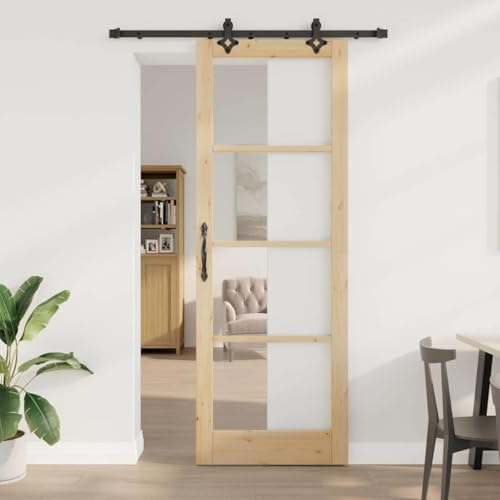 Tür Schiebetür für Kleiderschrank,Schiebetür Sonstiges Braun 83 x 232 cm Holz und Metall,Falttüren für Wohnzimmer,Schlafzimmer,Küche