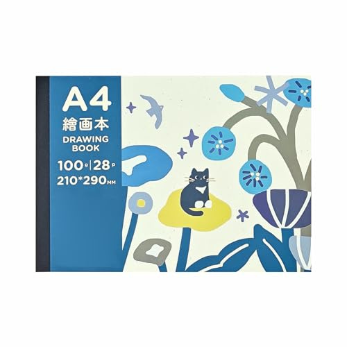 4PC-A4 katt och blomma bildbok söt design med dyna skissbok blå kattunge