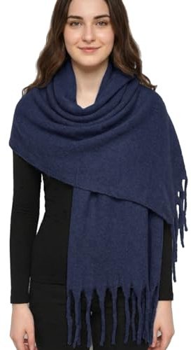 Van Der Rich ® - Grande Echarpe Mélange de Laine chaud - Femme (Marine)