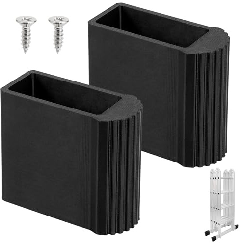 Dos patas de escalera, tapas protectoras de goma antideslizantes universales para escaleras plegables y escaleras, color negro (50 x 22 cm)