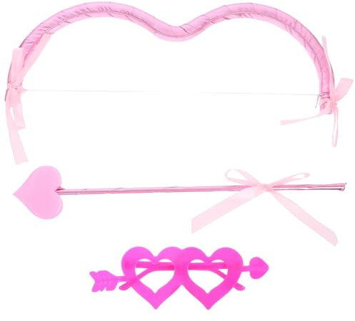 CIMAXIC 1 set Cupid-kostymtillbehör Alla hjärtans dag Cupid-båge, pil och hjärtformade solglasögon för vuxna och barn Möhippa fotorekvisita