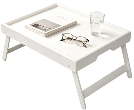 TOATELU Bandeja De Bambú Con Patas Plegables Para Desayuno En La Cama, Para Ordenador Portátil, Aperitivos, Para Sofá, 40 X 30 X 19 Cm