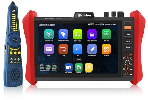 Henkion Testeur de caméra de vidéo-surveillance avec écran tactile IPS de 8 pouces E90, testeur de caméra IP 4K 12MP et testeur de caméra coaxiale TVI/CVBS/AHD/CVI 8MP, POE++ Max 90W, testeur de câble
