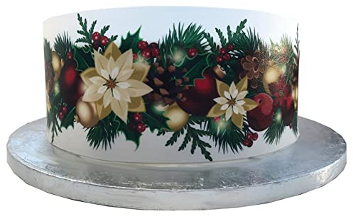 Edible Decor Sheet Christmas Wreath Garland Border Ribbon - Perfect for Decorating Your Cakes- Easy to Use