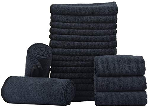 KinHwa Mikrofaser Geschirrtücher schwarz Spültücher waschbar Barista 20er | Spüllappen Putzlappen-fusselfrei streifenfrei, saugstark, schnell trocknend, langlebig, 30x30 cm, für Küche Glas Auto