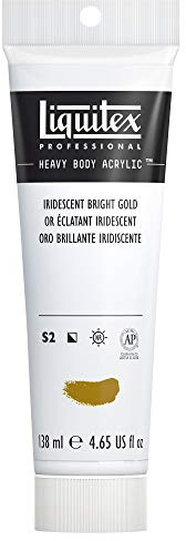 Liquitex 4417234 Professional Heavy Body Acrylfarbe in Künstlerqualität mit ausgezeichneter Lichtechtheit in buttriger Konsistenz, 138ml Tube - Irisierendes helles Gold