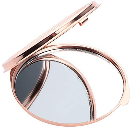 Fenteer Reise Portable, versetzbar Doppelseitig Taschenspiegel Kompakter Schminkspiegel Klappbar Kosmetikspiegel, Rose Golden