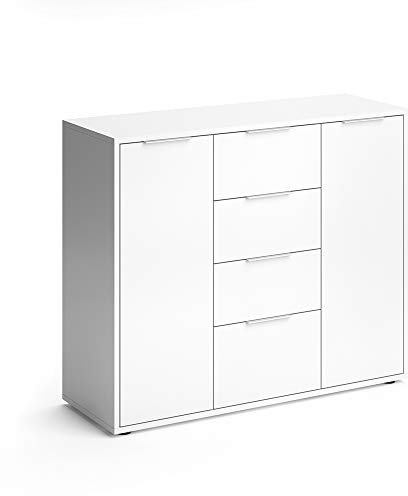 Vicco Kommode Leon, Kommodenschrank, Weiß, 100 x 84 cm