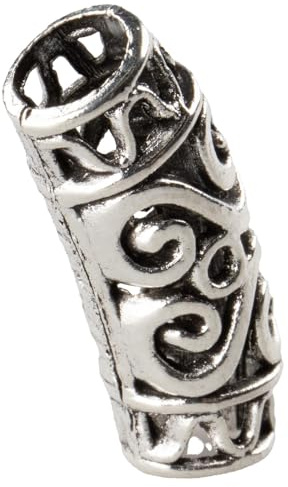 West Coast Paracord Gebogene Wikinger-Runen-Metallperlen, ideal für Schmuck oder Haarperlen, antikes Wikinger-Design, Silber, 25 Stück