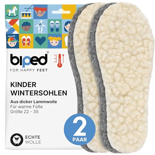 biped 2 par barninnersulor av lammull - extra tjocka vintersulor av lammull och filt - värmande sulor för kalla dagar z2690(28-29)