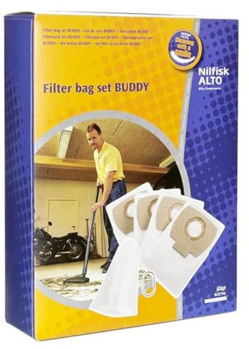 SOS Accessoire – Recambio – Caja de 4 bolsas + 1 filtro de agua Buddy (158199-34324) para aspirador 302002403 Nilfisk