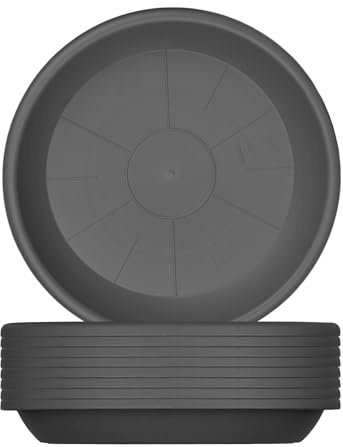 Lot de 9 soucoupes en plastique pour pot de fleurs de 50 cm Anthracite 49 cm
