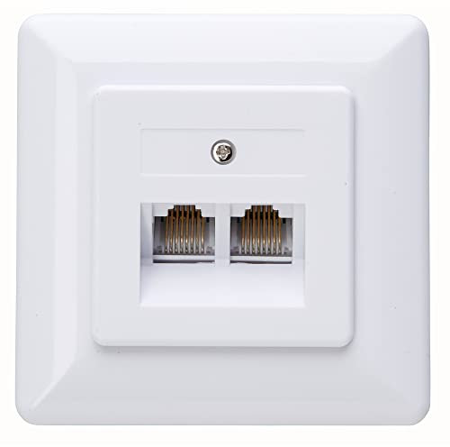 Kopp UAE-Anschlussdose, Komplett Gerät, Unterputz, Universal-Anschluss-Einheit für Telefon- und Datentechnik, ISDN, RJ45, 8 Pole belegbar, 2 getrennte Anschlüsse, 33369610 Arktis-weiß