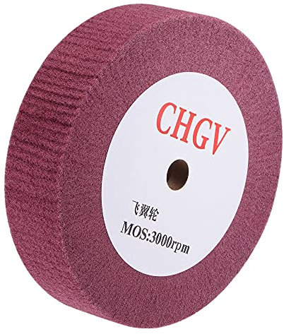 sourcing map Roue de polissage non tissée 200 mm x 50 mm, grain 320, en nylon pour fil de fer à dessin, abrasif à lamelles pour acier inoxydable, cuivre, rouge