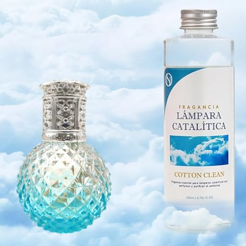 M MAMA MANUELA Pack Ahorro Lámpara Catalítica Blue Diamonds + Fragancia Aroma Cotton Clean 200ml. Elimina Malos olores e impurezas, perfuma y Limpia.
