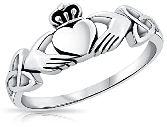 DTPsilver® Anello Claddagh in Argento 925 - Amore, Fedeltà e Amicizia - Con Nodo Celtico