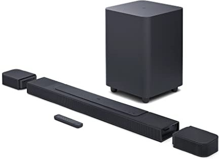 JBL Bar 1000 Surround Sound Bar for TV with Wireless Subwoofer and 2 Detachable Wireless Surround Speakers, 880W Output Power, Black, UK Plug (Type G)