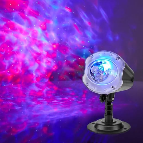 Nedis Dekoratives Licht | LED- und Laserprojektor | Bunte LED und grüner Laser | Innen- und Aussenbereich | Fernbedienung, Schwarz