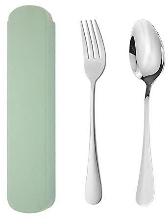 Forks Spoon Set Stainless Steel Dinner Forks Table Forks,2Pcs Portable Cutlery Set, Travel Cutlery, Stainless Steel Flatware Set with Case