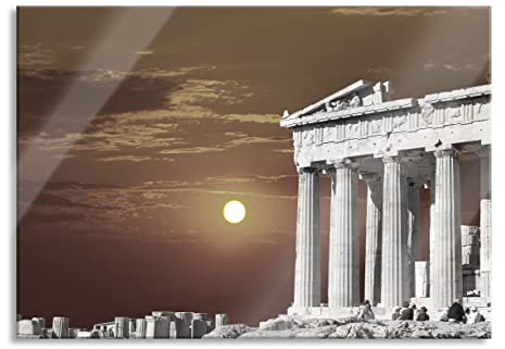 Pixxprint Quadro in vetro | Murale in vero vetro | Bellissimo tempio di Atena | 80 x 60 cm | incl. sospensione e distanziatore