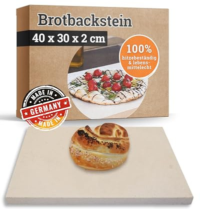 Feuerfest 123 Brotbackstein eckig I 40x30x2cm I Lebensmittelechte Backofen-Steinplatte aus Schamotte I Hochwertiger Backstein für Backofen & Grill I Ideal für Brot, Pizza, Kuchen & Flammkuchen