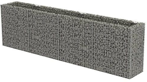 PRISSENT Gabion extérieur en acier galvanisé, 360 x 50 x 100 cm, jardinière résistante avec lit relevé de patio en métal, grille de clôture, cloison murale pour lit de fleurs, plantes