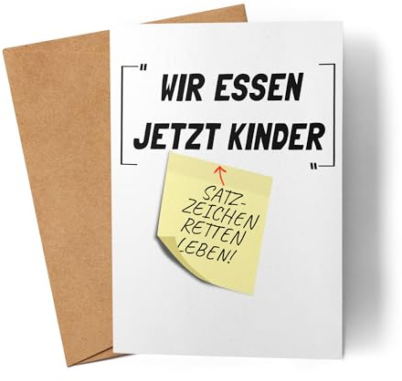 Lilavie-Design Wir Essen jetzt Kinder Satzzeichen retten Leben Karte Witz Lustig Lehrer