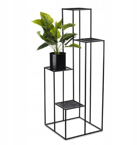 HowHomely Tabouret pour plantes - En métal - 110 cm - Quatre niveaux avec filet - Tabouret à fleurs en métal - Beaux ornements - Colonne de fleurs - Tabouret pour plantes - Tabouret pour plantes