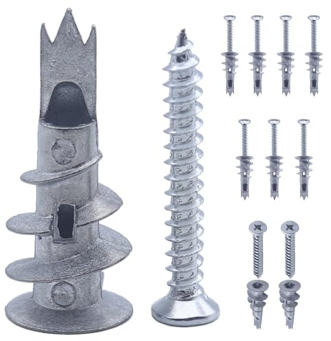 XUELIYUN 25Pcs Plasterboard Fixings Heavy Duty Plasterboard Wall Plug Plasterboard Screws Wall Plugs and Screws and Wall Plugs Set Metal Anchor 31mm for Concrete Timber and Wall Hanging Stuff