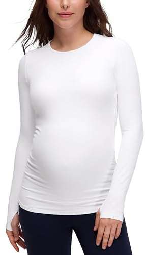 CRZ YOGA Donna Butterluxe Manica Lunga maternità Top Camicie Basic da Gravidanza Bianco 42