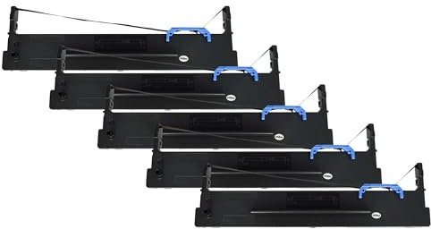 vhbw 5X Farbband Schriftband kompatibel mit Tally 1140, 1330 Series, 1145, 28.822.0252, 28.822.0258 Nadeldrucker, Bondrucker - Schwarz