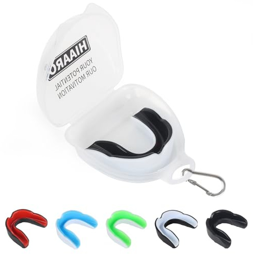 HIAARO Paquete de 6 protectores bucales deportivos, para niños y jóvenes, con funda para boxeo, artes marciales mixtas, hockey, fútbol, baloncesto, talla S