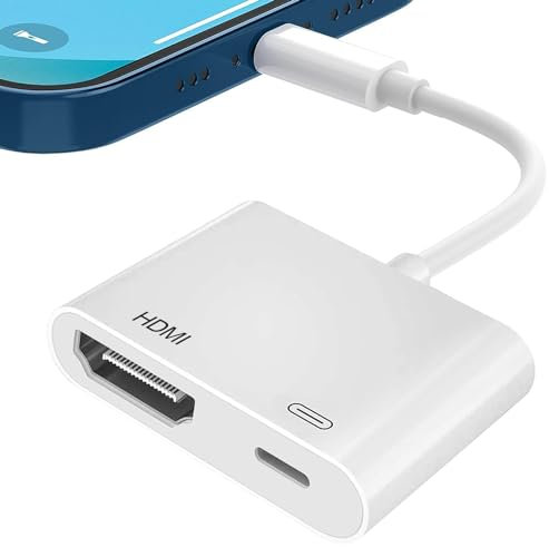 Omivine Lightning to HDMI Adapter, 1080P Lightning HDMI Cable Connector, Digital AV Converter Sync Screen Video & Audio with Charging Adapter